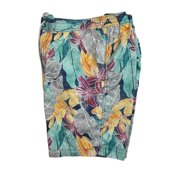 SH674 Mens Tommy Bahama Floral Hawaiian Lined Beach Swim Trunks M - Picture 3 of 8